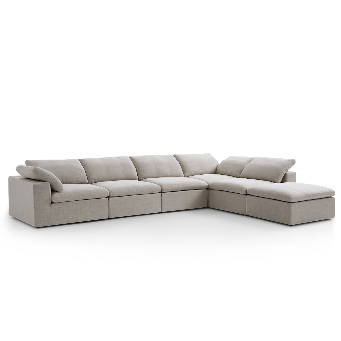 Tender Wabi Sabi Sand L Shaped Sectional and Ottoman-Sand-165.4"