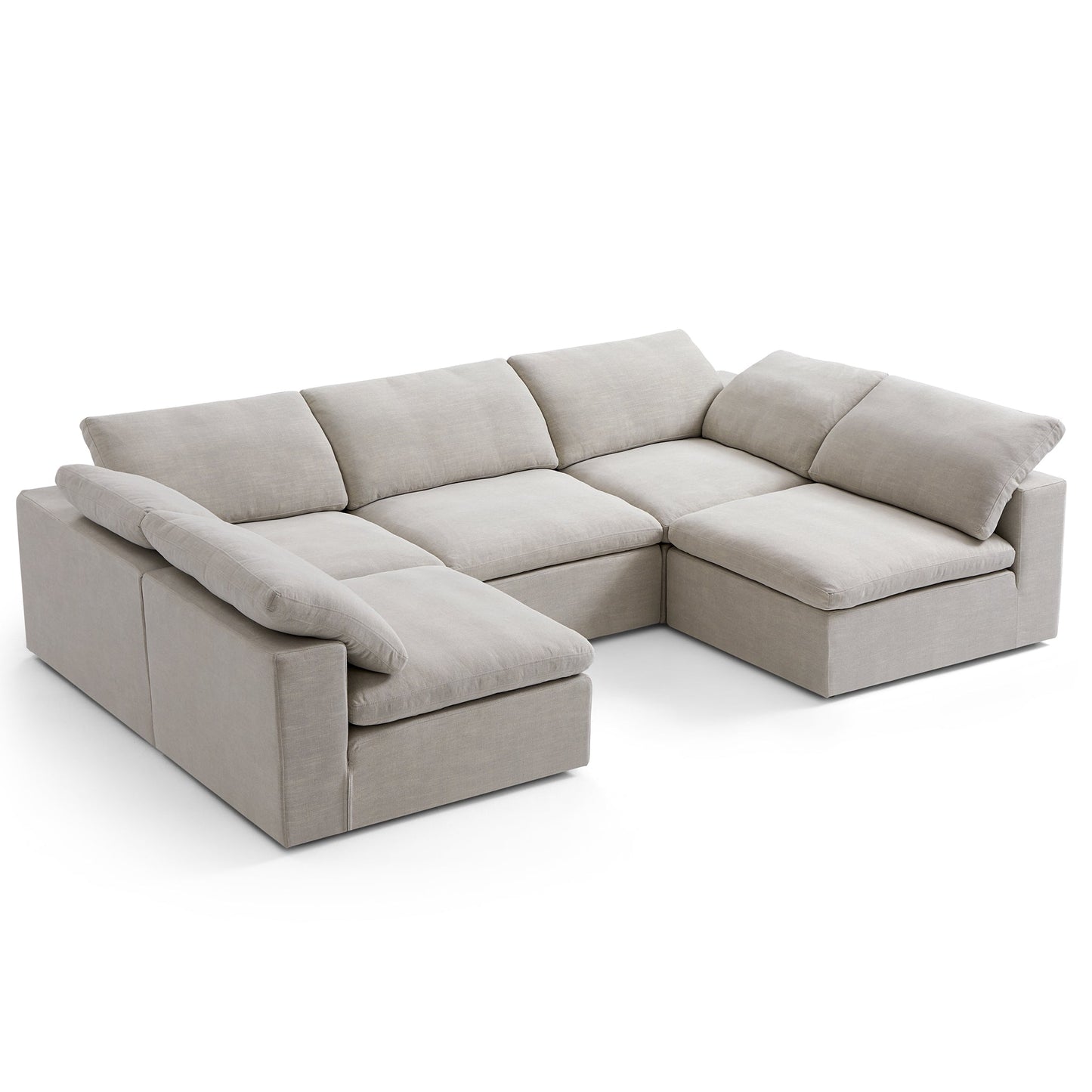 Tender Wabi Sabi Light Gray U Shaped Sectional with Open Ends-Sand-128.0"