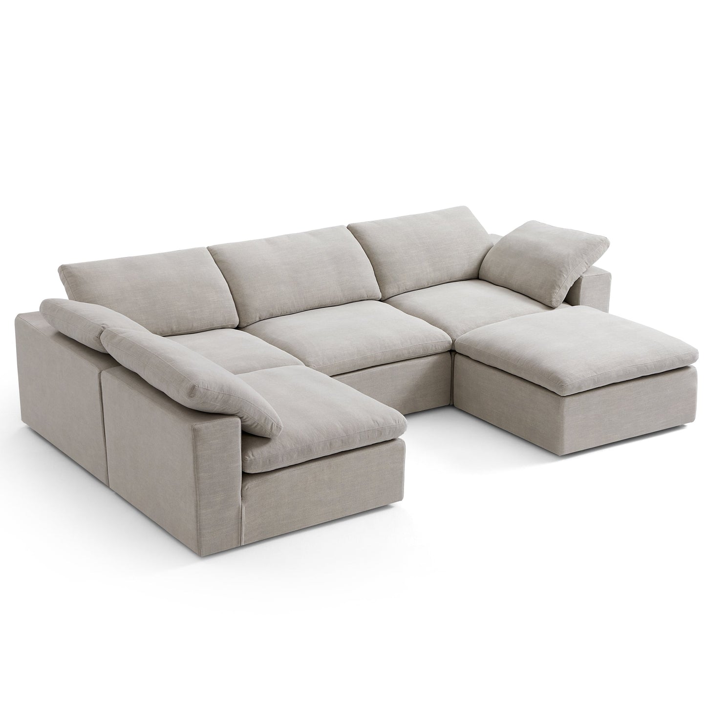 Tender Wabi Sabi Sand L Shaped Sectional and Ottoman-Sand-128.0"