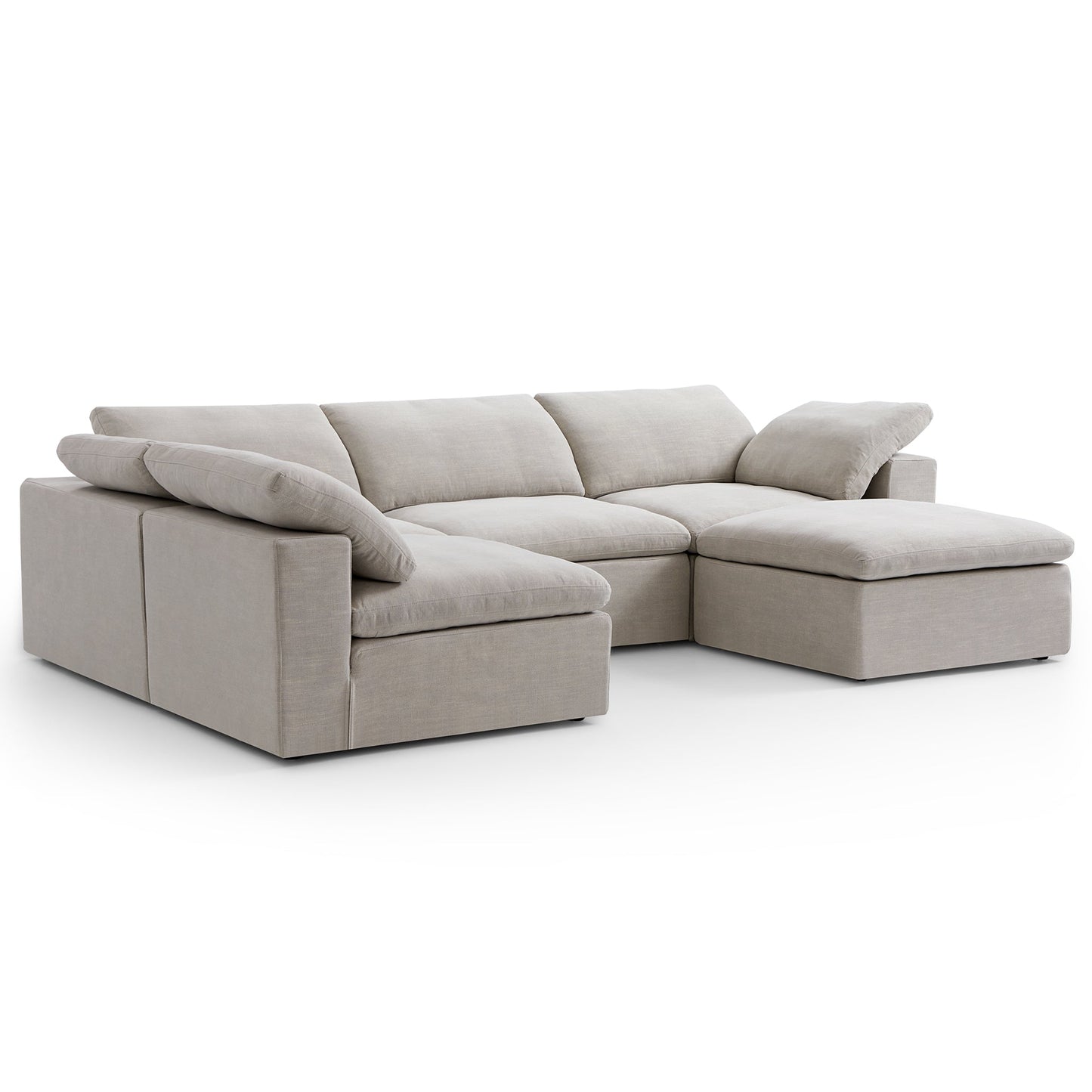 Tender Wabi Sabi Sand L Shaped Sectional and Ottoman-Sand-128.0"