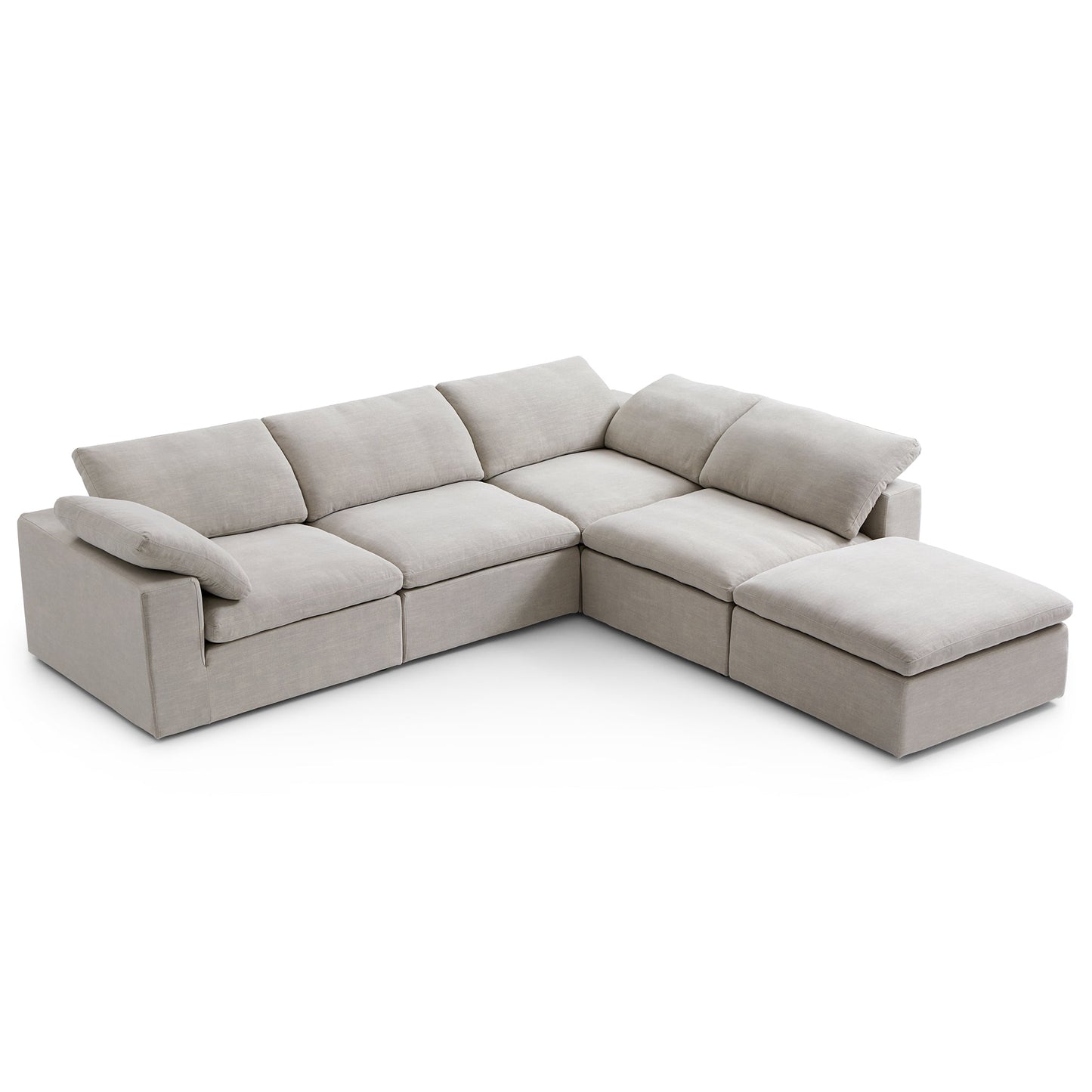 Tender Wabi Sabi Sand L Shaped Sectional and Ottoman-Sand-128.0"