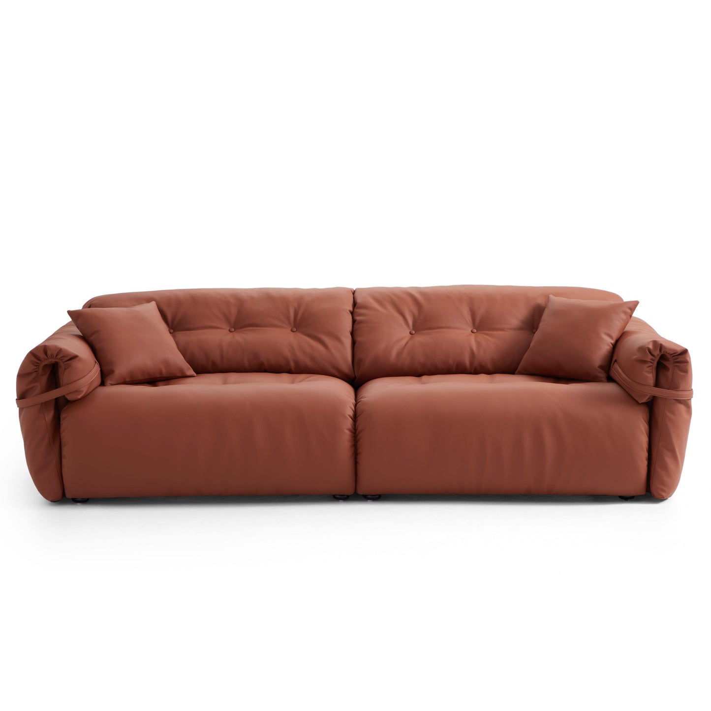 Butter Tufted Reddish Brown Genuine Leather Sofa-hidden