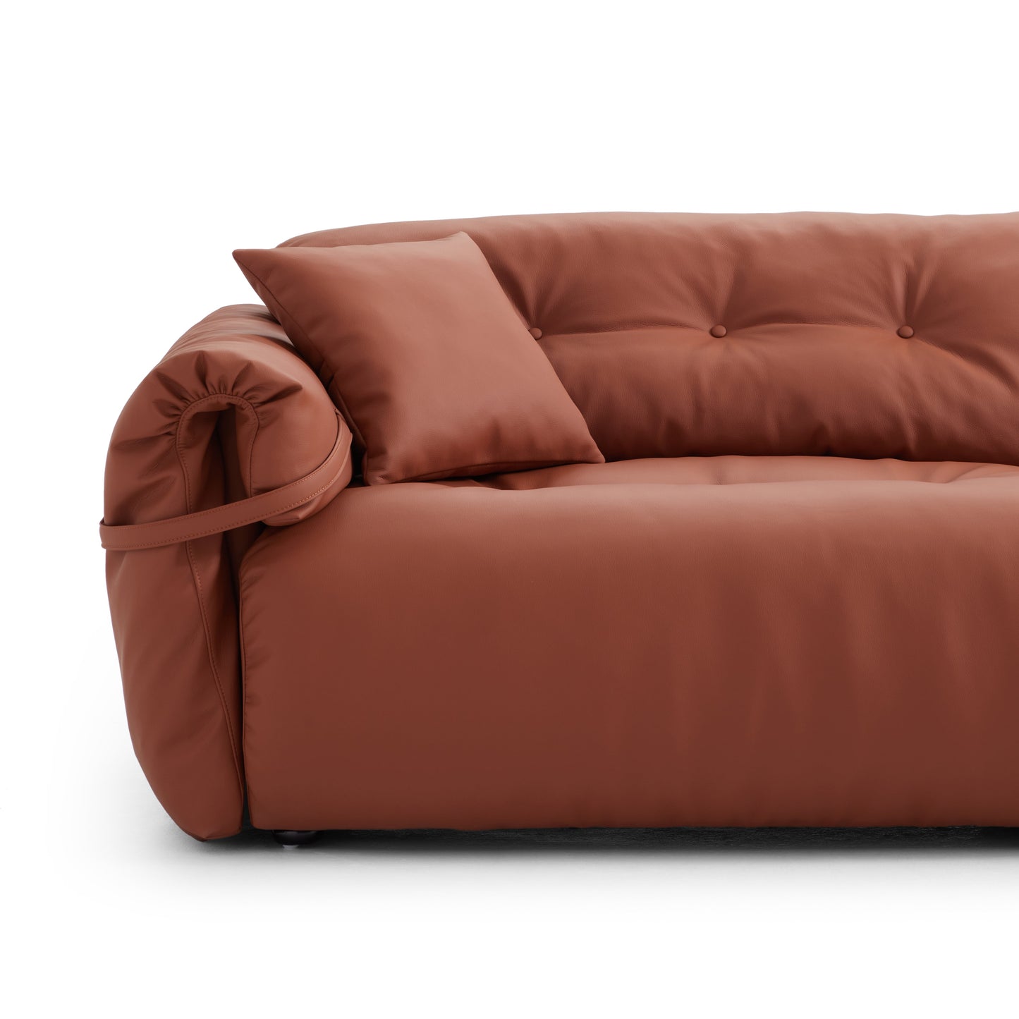 Butter Tufted Reddish Brown Genuine Leather Sofa-Reddish Brown