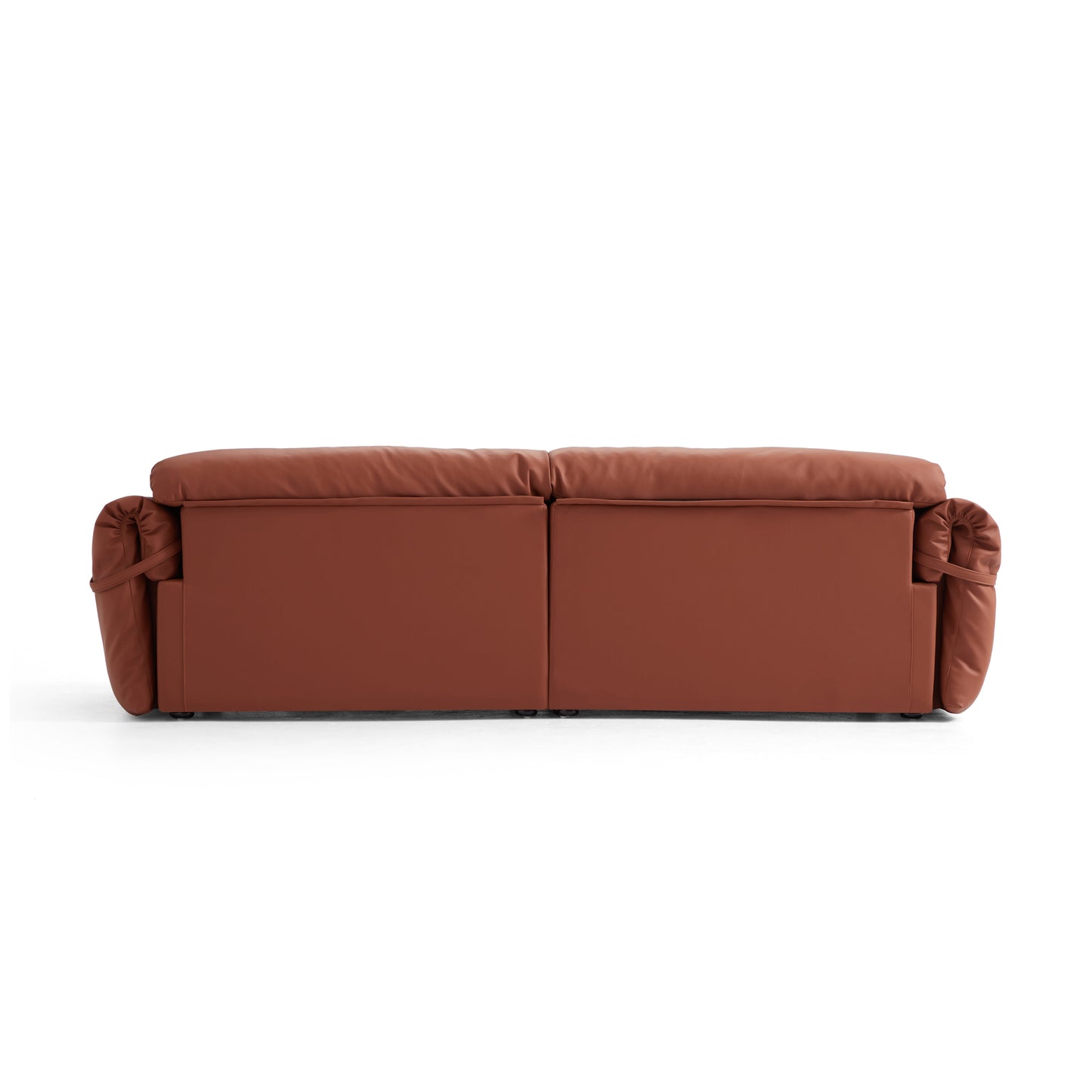 Butter Tufted Reddish Brown Genuine Leather Sofa-Reddish Brown
