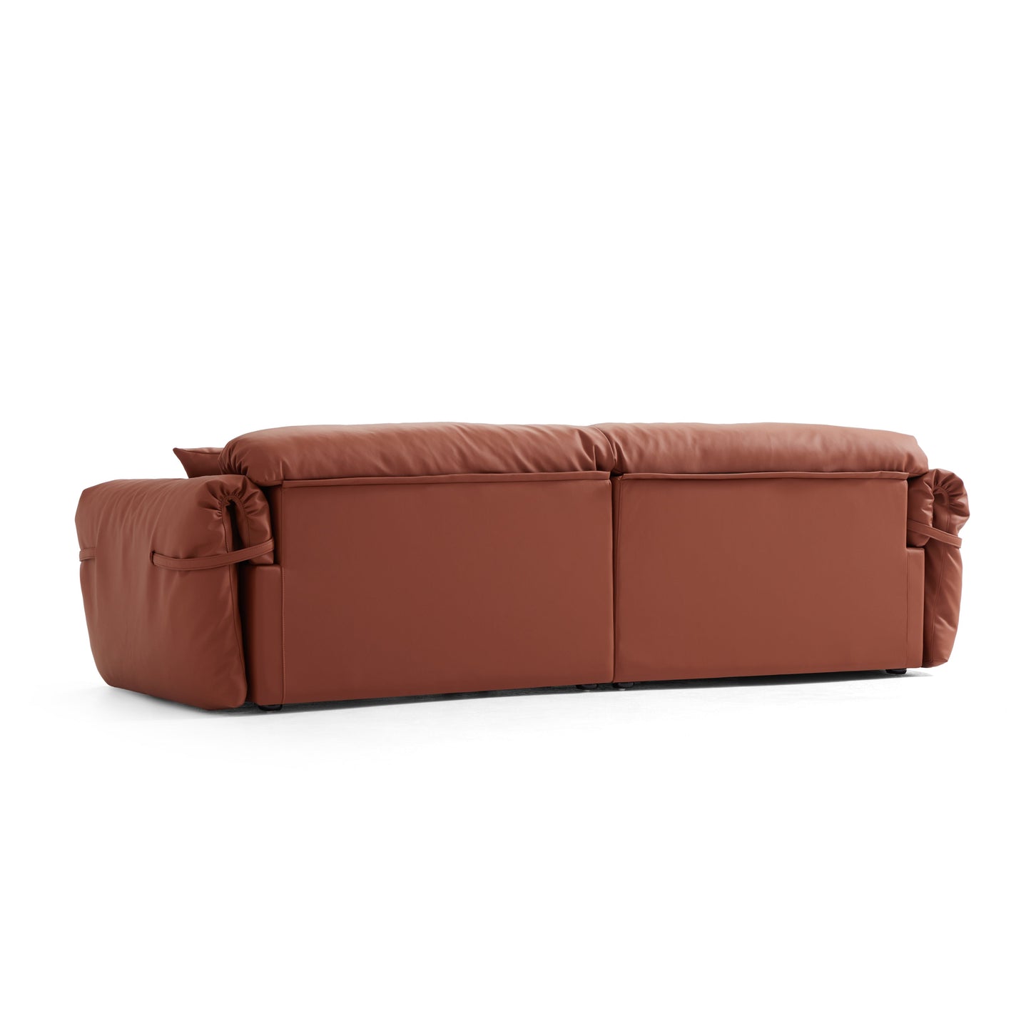 Butter Tufted Reddish Brown Genuine Leather Sofa-Reddish Brown