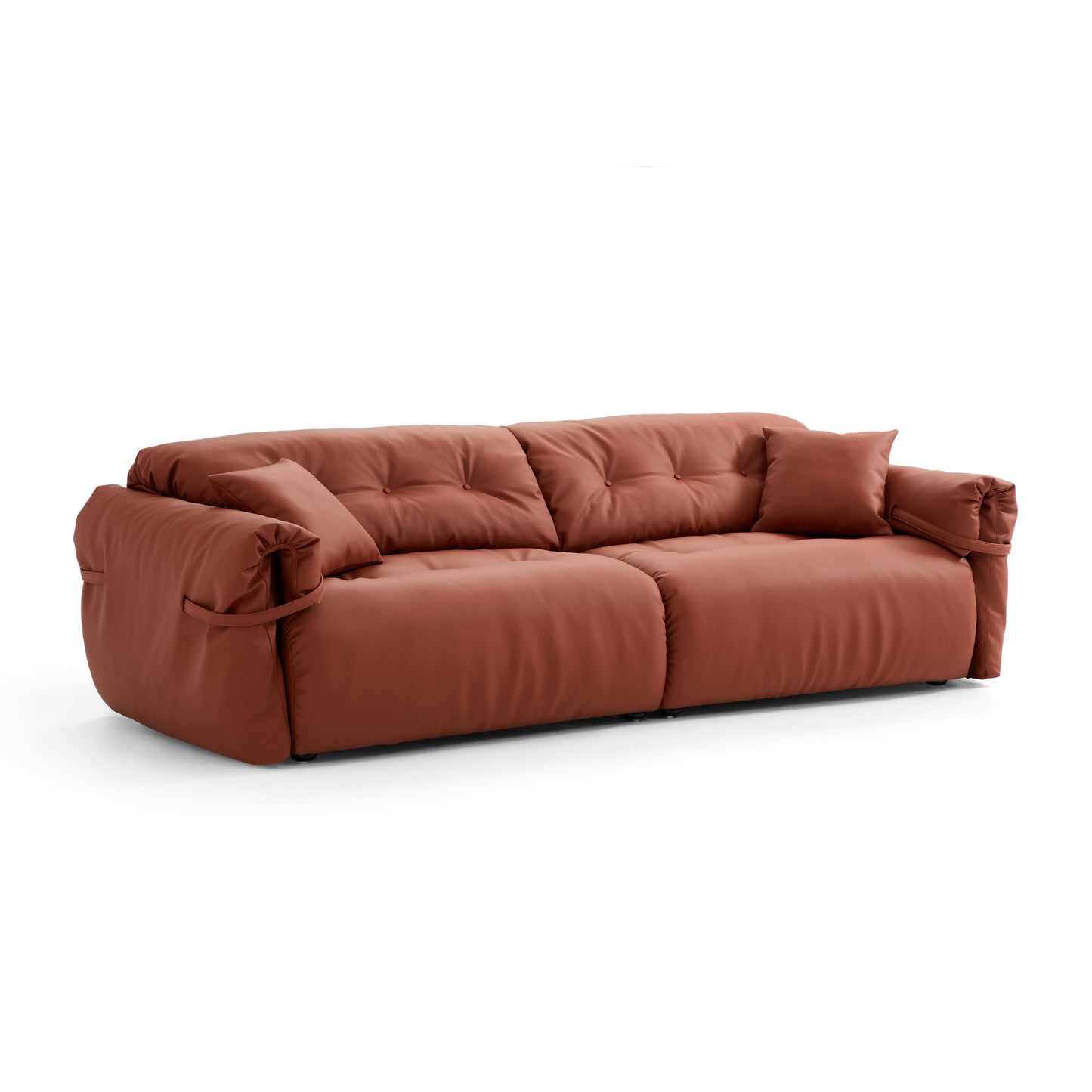 Butter Tufted Reddish Brown Genuine Leather Sofa-hidden
