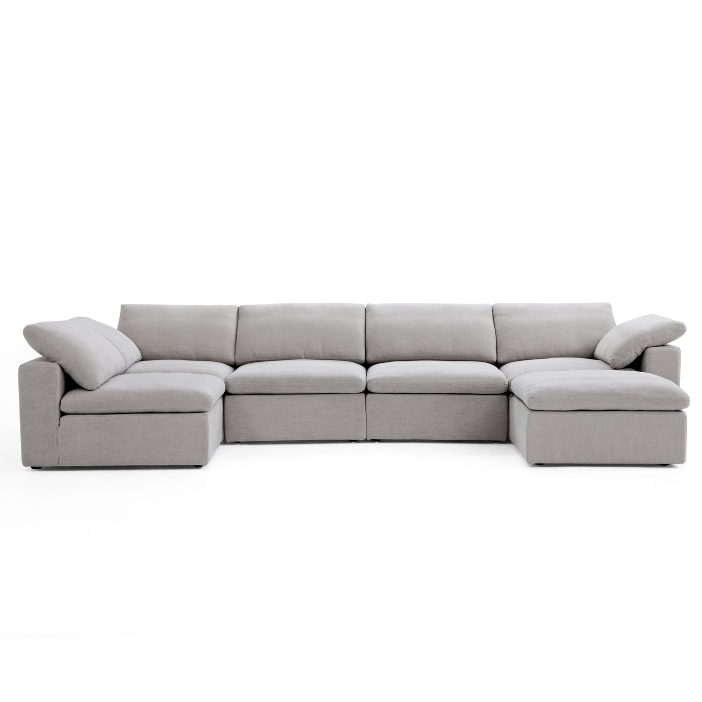 Tender Wabi Sabi Beige L Shaped Sectional and Ottoman-Gray-165.4"