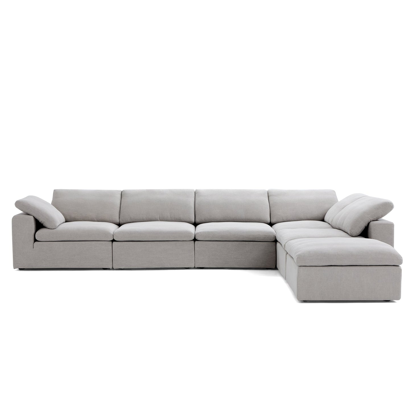 Tender Wabi Sabi Beige L Shaped Sectional and Ottoman-Gray-165.4"