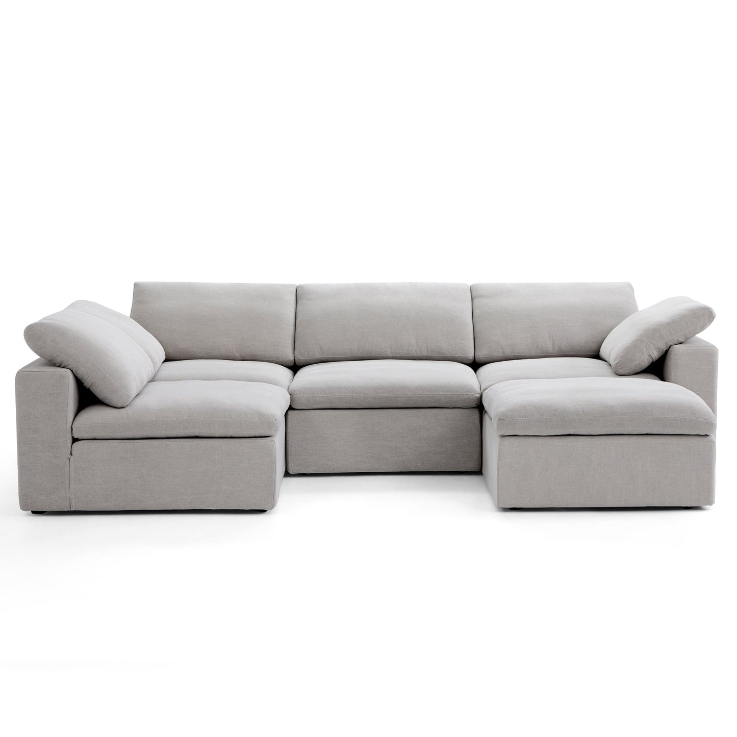 Tender Wabi Sabi Sand L Shaped Sectional and Ottoman-Gray-128.0"