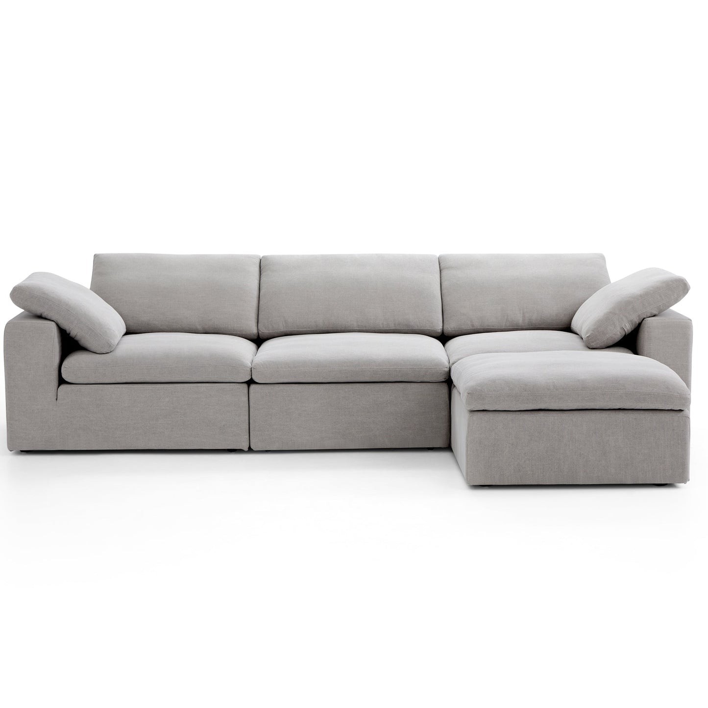 Tender Wabi Sabi Beige Sofa and Ottoman-Gray-128.0"
