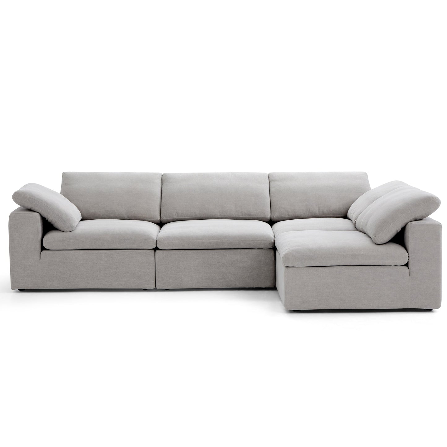 Tender Wabi Sabi Light Gray L Shaped Sectional-Gray-128.0"