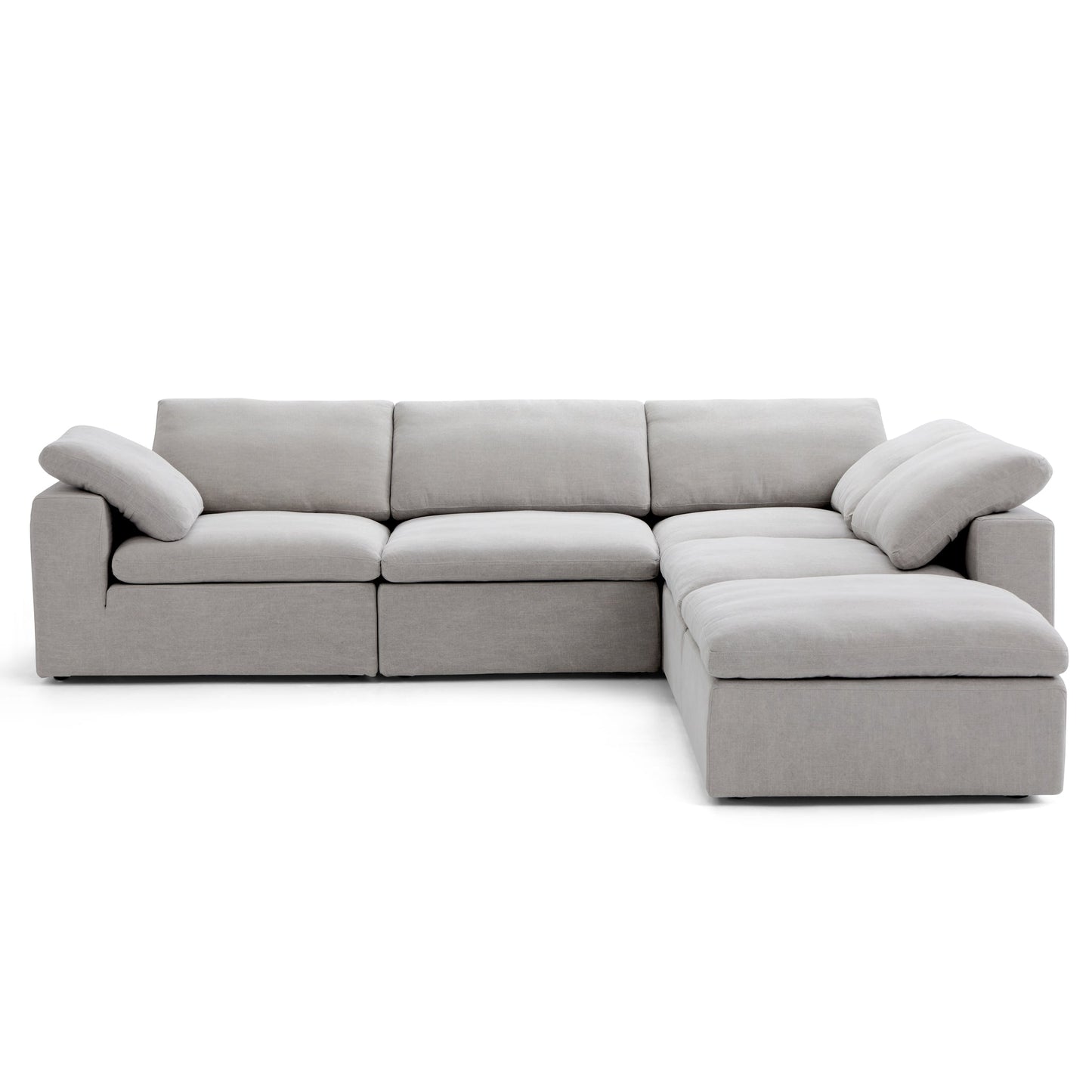 Tender Wabi Sabi Beige L Shaped Sectional and Ottoman-Gray-128.0"