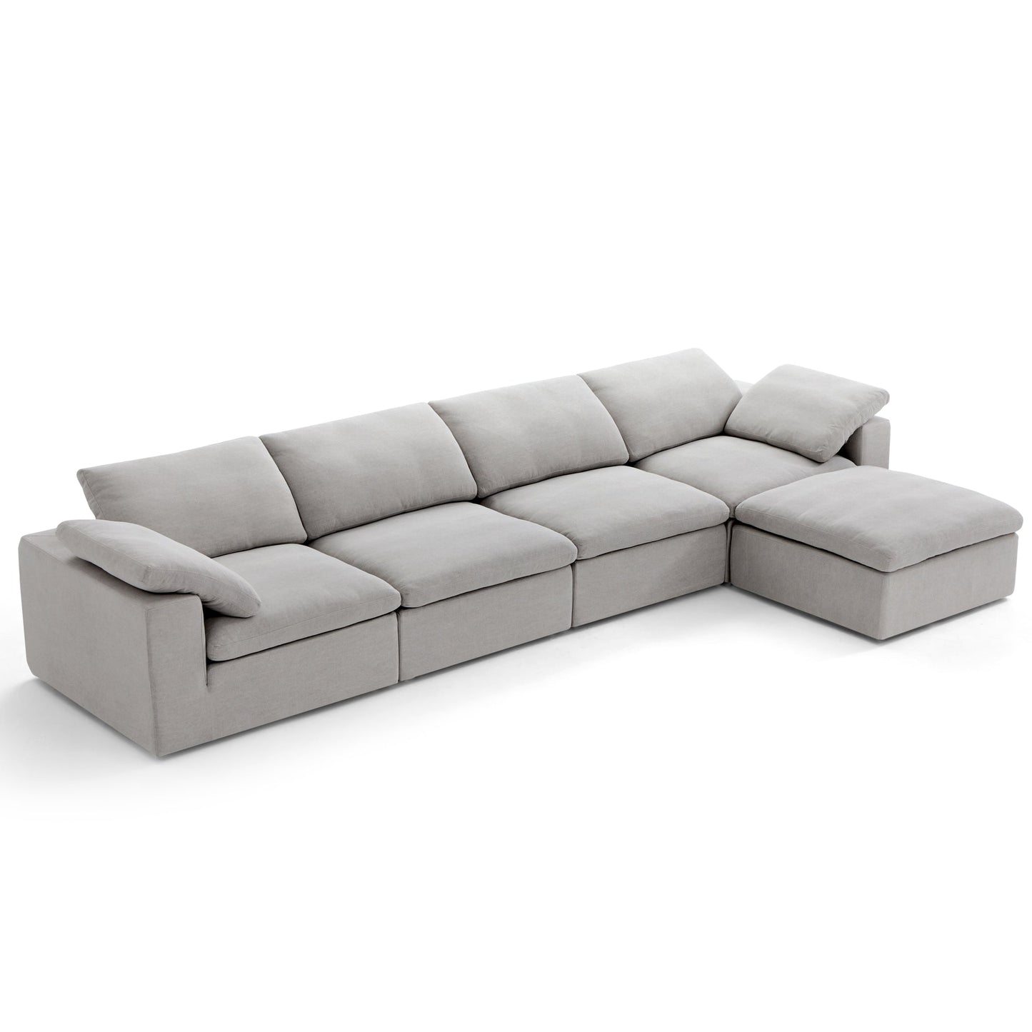 Tender Wabi Sabi Beige Sofa and Ottoman-Gray-165.4"