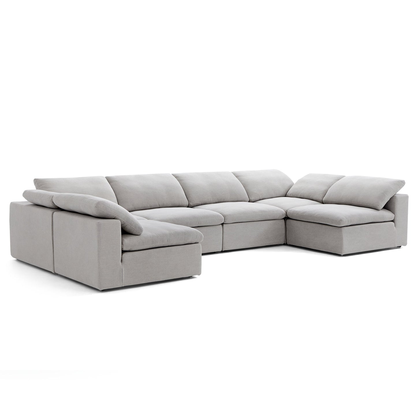 Tender Wabi Sabi Sand U Shaped Sectional with Open Ends-Gray-165.4"