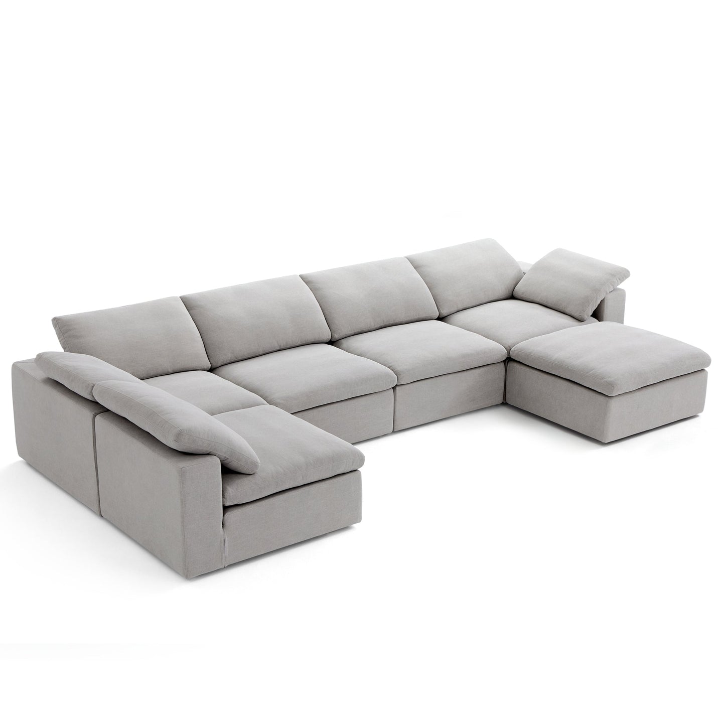 Tender Wabi Sabi Sand L Shaped Sectional and Ottoman-Gray-165.4"