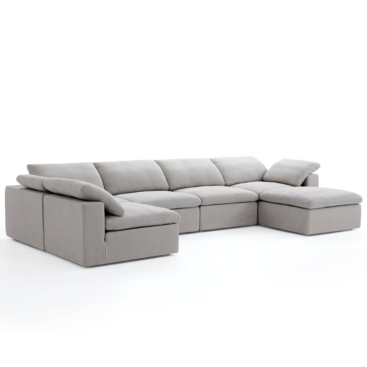 Tender Wabi Sabi Beige L Shaped Sectional and Ottoman-Gray-165.4"