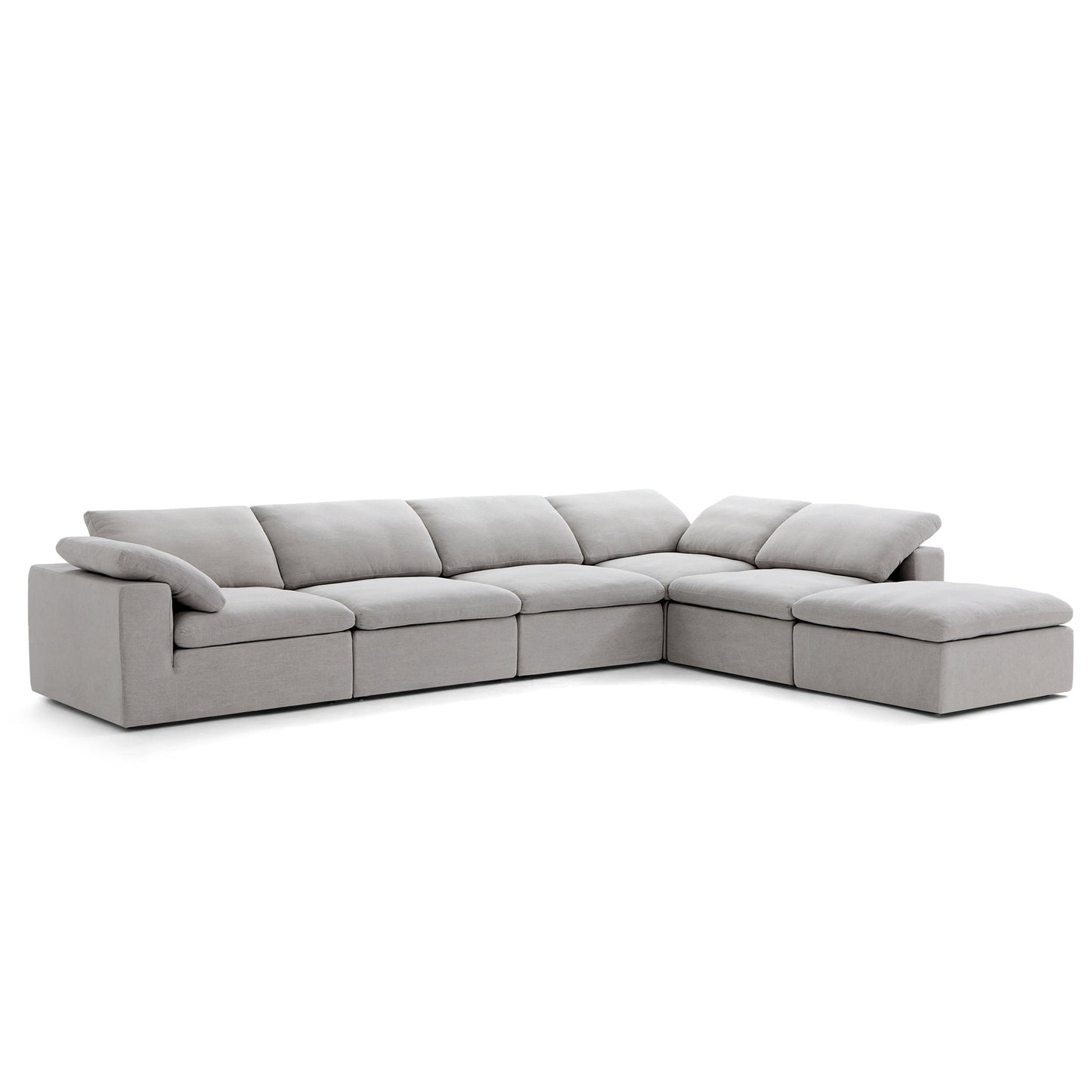 Tender Wabi Sabi Sand L Shaped Sectional and Ottoman-Gray-165.4"
