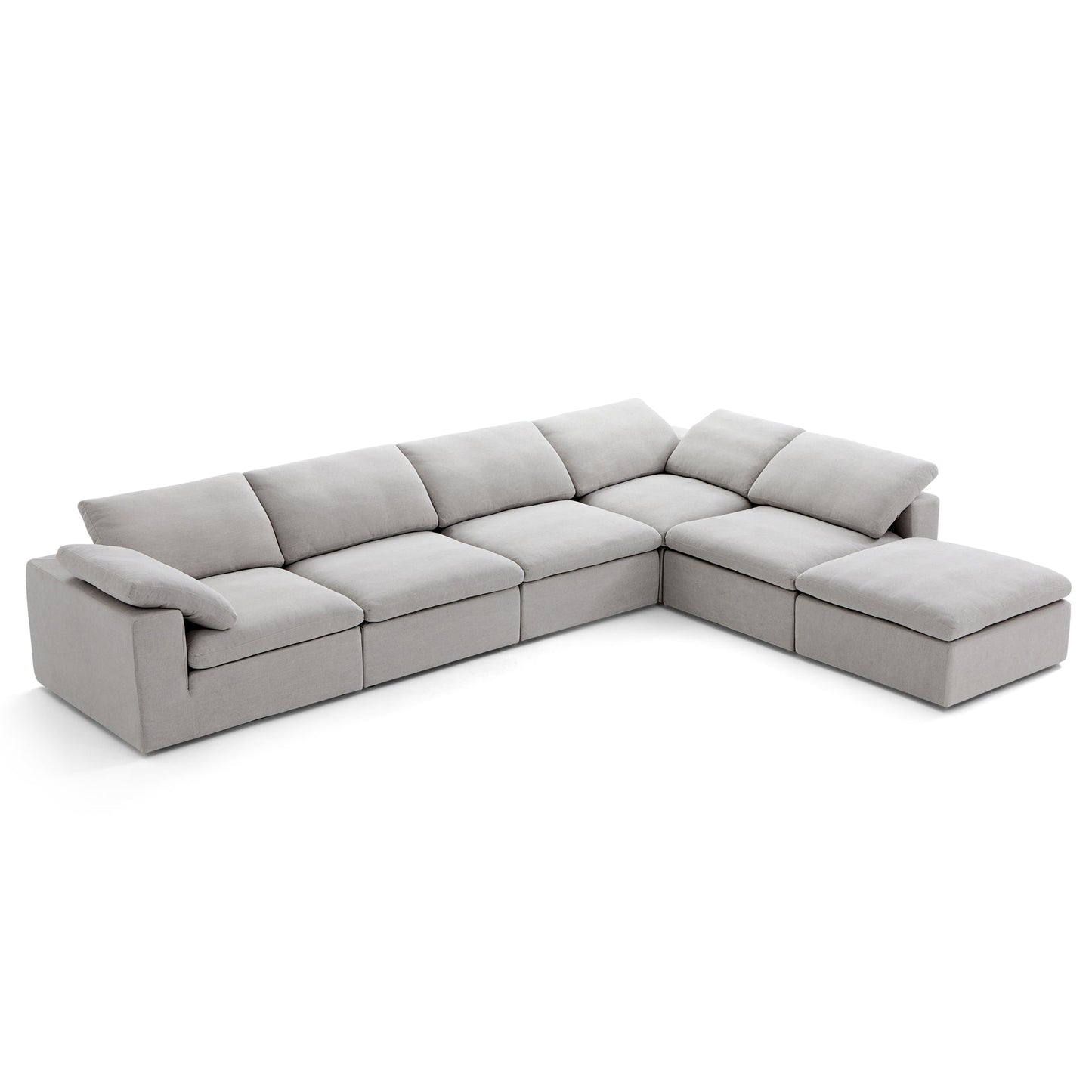 Tender Wabi Sabi Sand L Shaped Sectional and Ottoman-Gray-165.4"