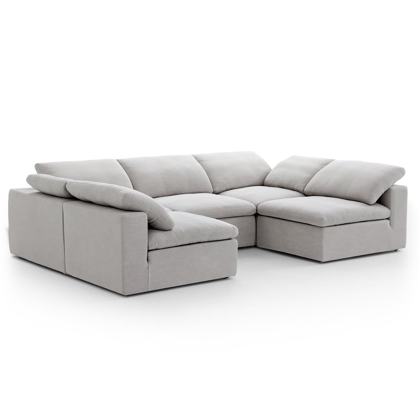 Tender Wabi Sabi Sand U Shaped Sectional with Open Ends-Gray-128.0"