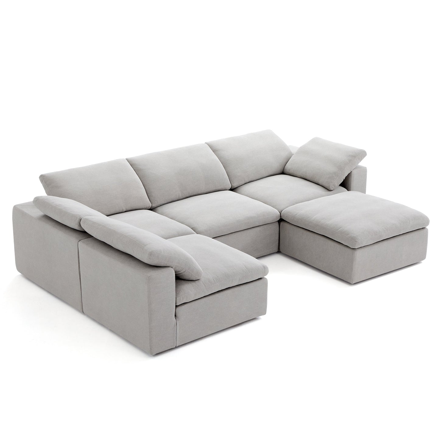 Tender Wabi Sabi Beige L Shaped Sectional and Ottoman-Gray-128.0"