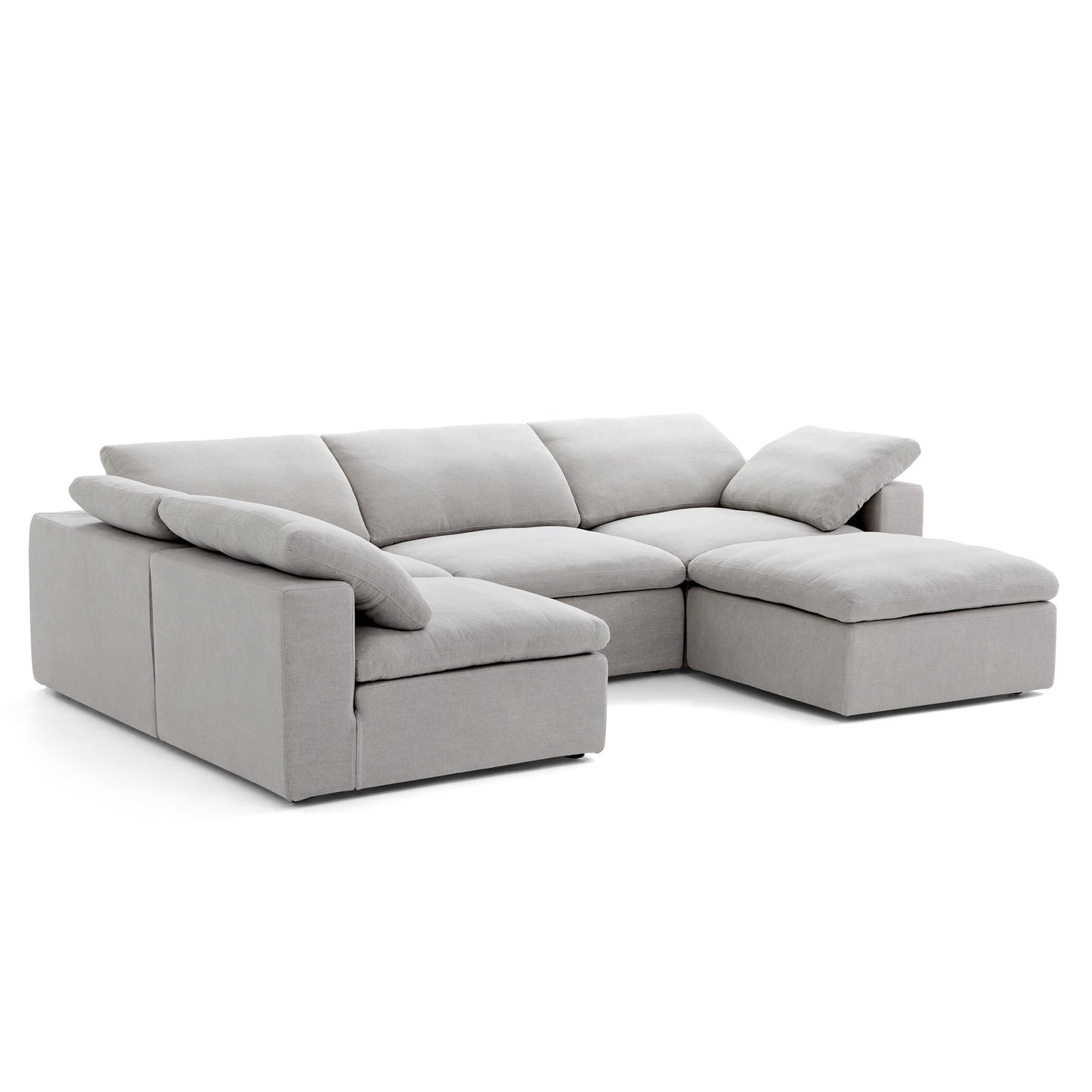 Tender Wabi Sabi Sand L Shaped Sectional and Ottoman-Gray-128.0"