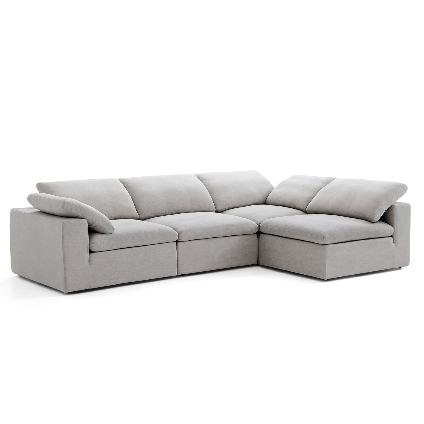 Tender Wabi Sabi Light Gray L Shaped Sectional-Gray-128.0"