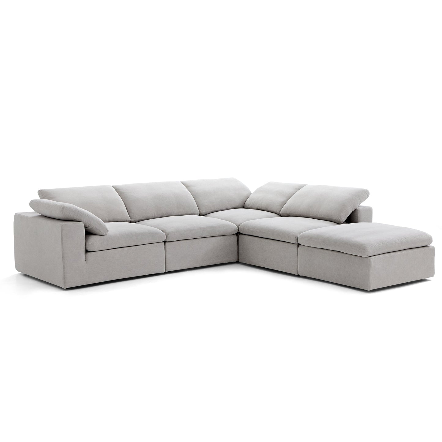 Tender Wabi Sabi Sand L Shaped Sectional and Ottoman-Gray-128.0"