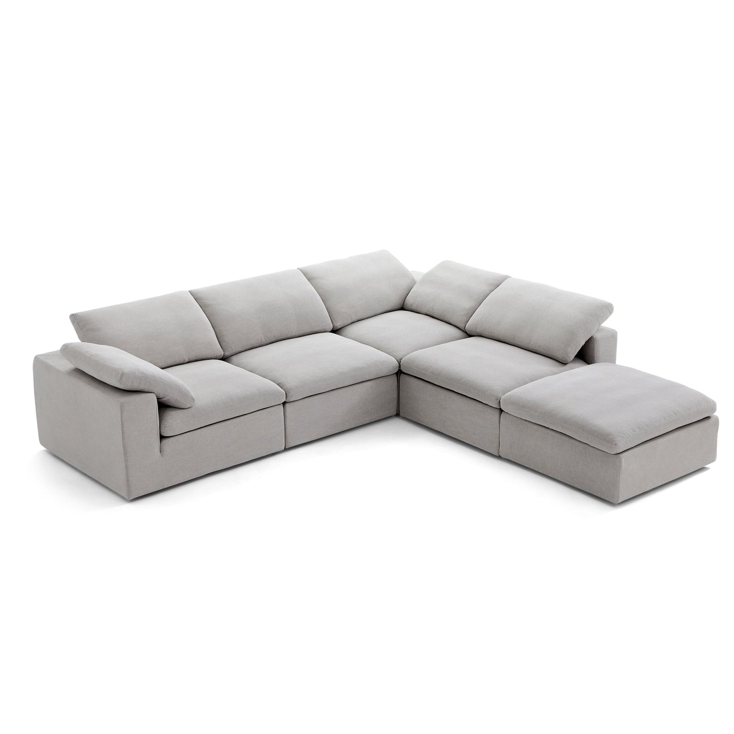 Tender Wabi Sabi Beige L Shaped Sectional and Ottoman-Gray-128.0"