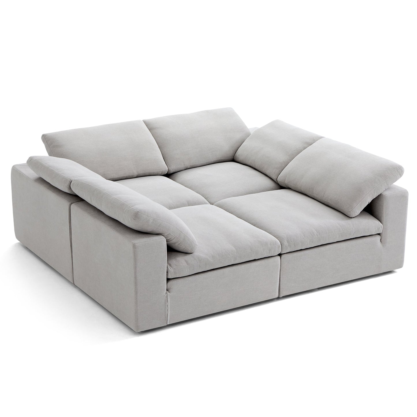 Tender Wabi Sabi Sand U Shaped Sectional with Open Ends-Gray-90.6"