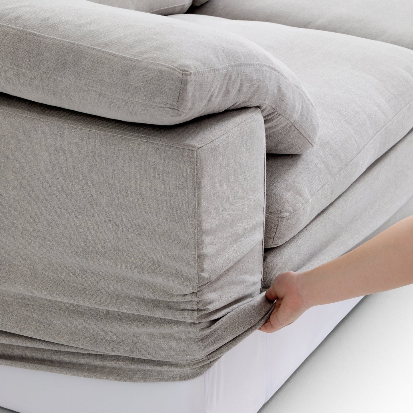 Tender Wabi Sabi Sand U Shaped Sectional with Open Ends-Gray