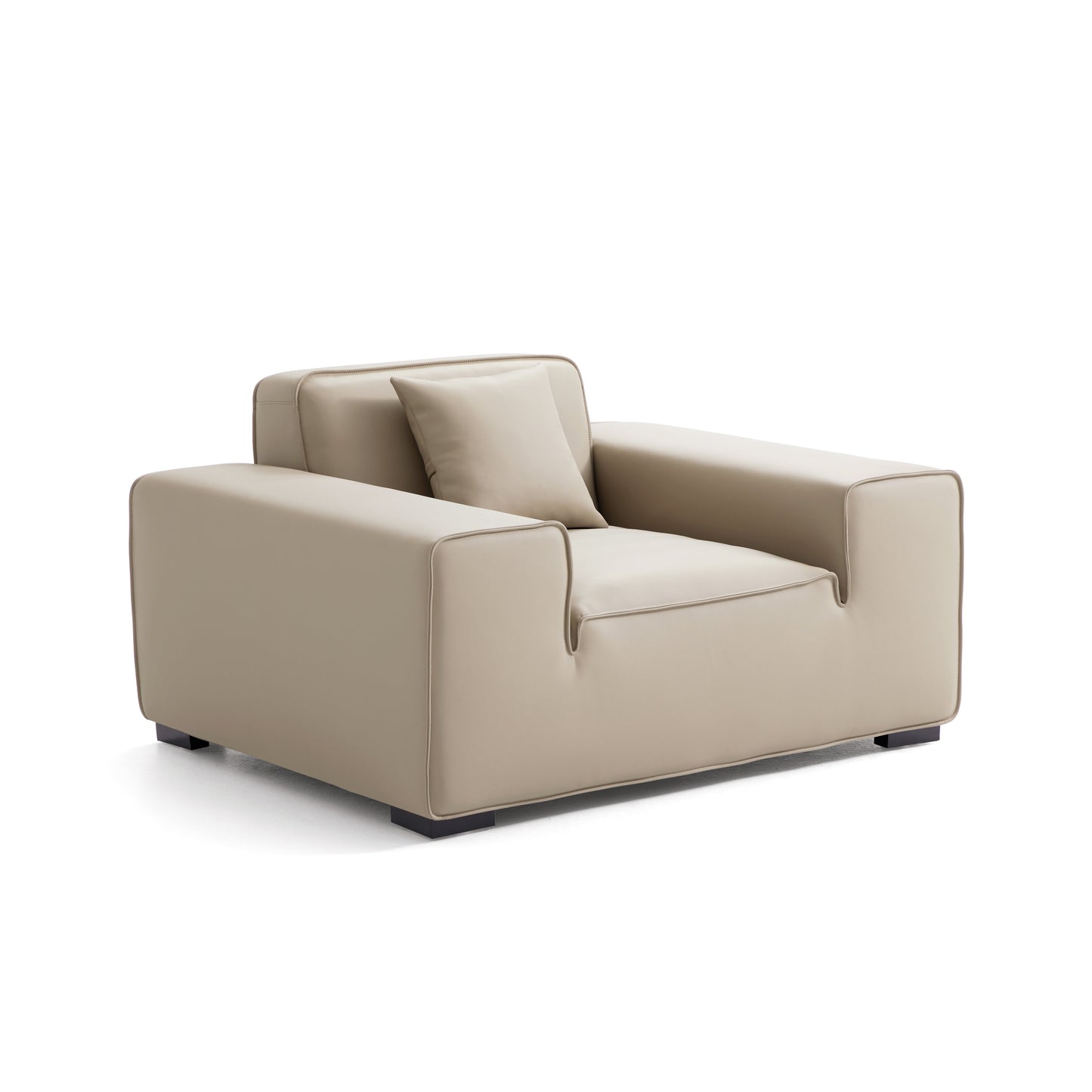 Domus Modular Black Leather Sofa Set-Beige
