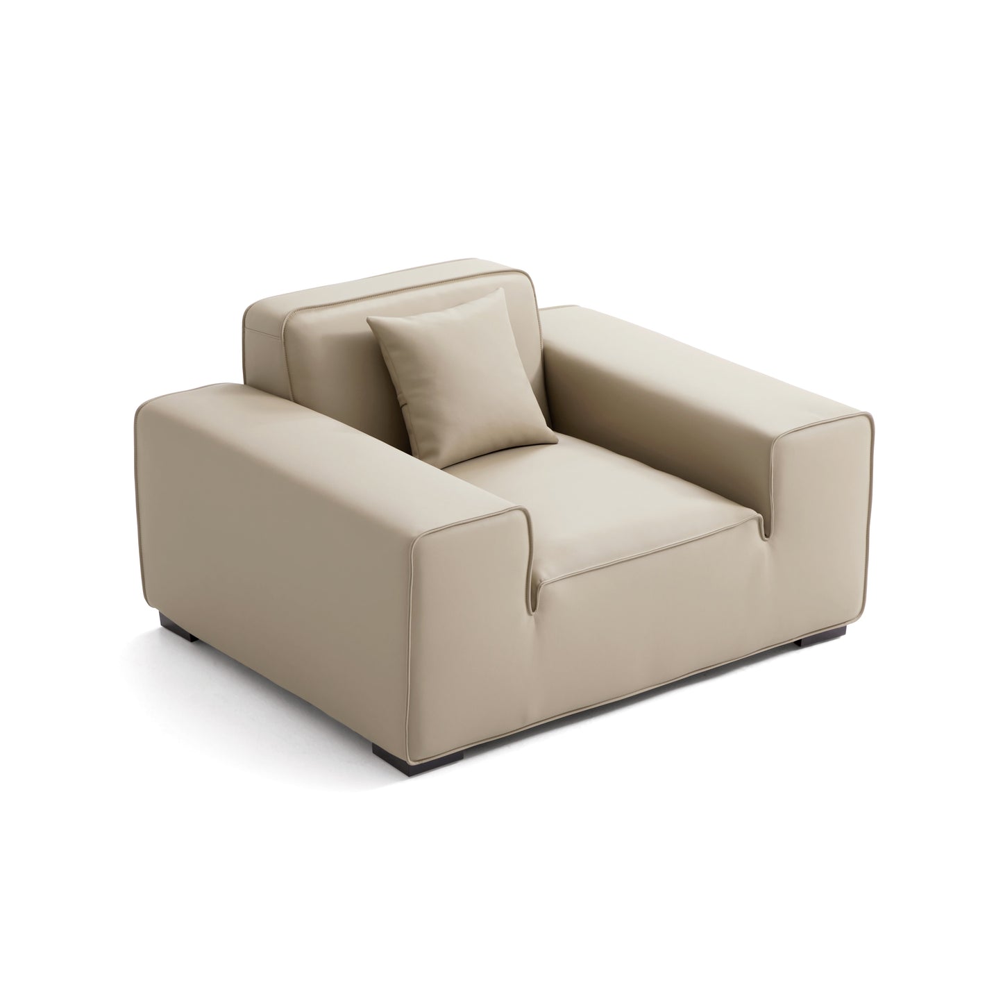 Domus Modular Beige Leather Armchair-Beige