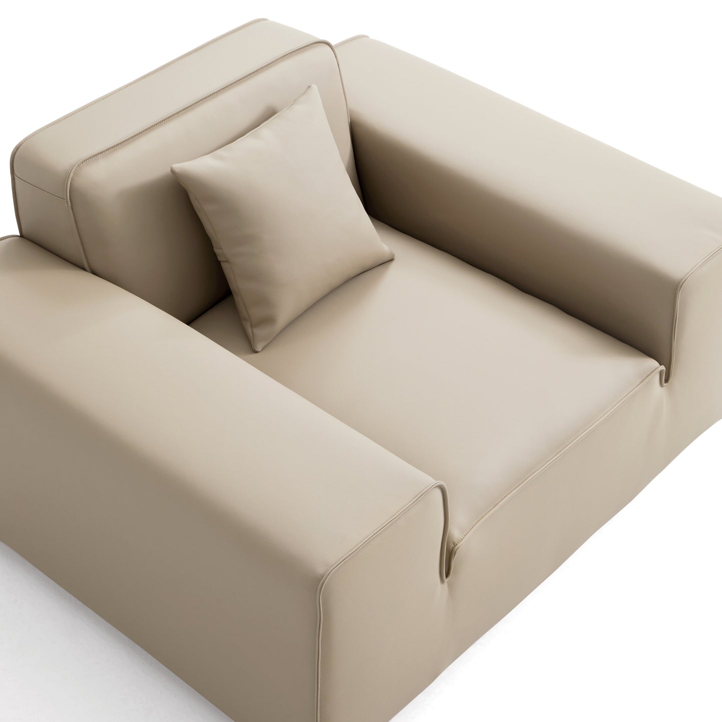 Domus Modular Beige Leather Armchair-Beige