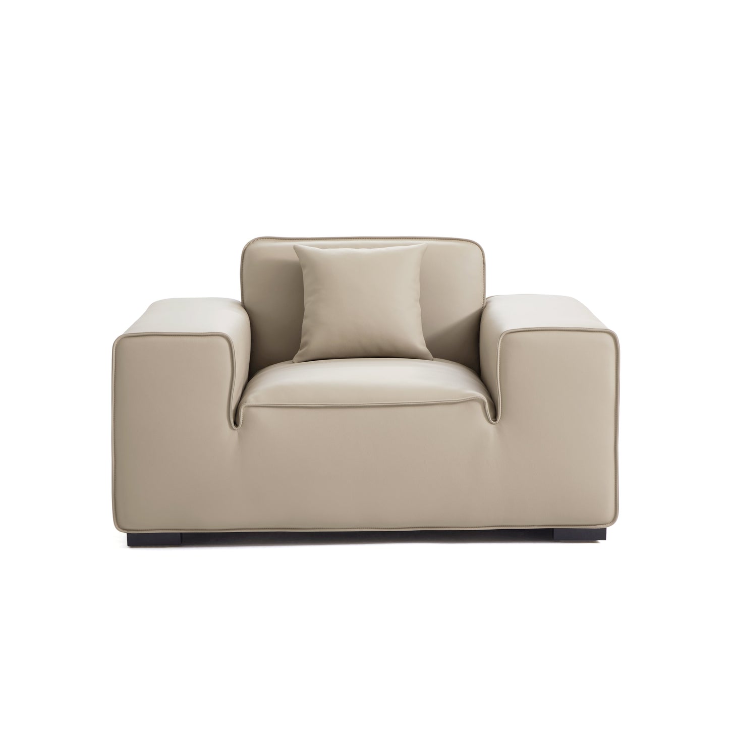Domus Modular Black Leather Sofa Set-Beige