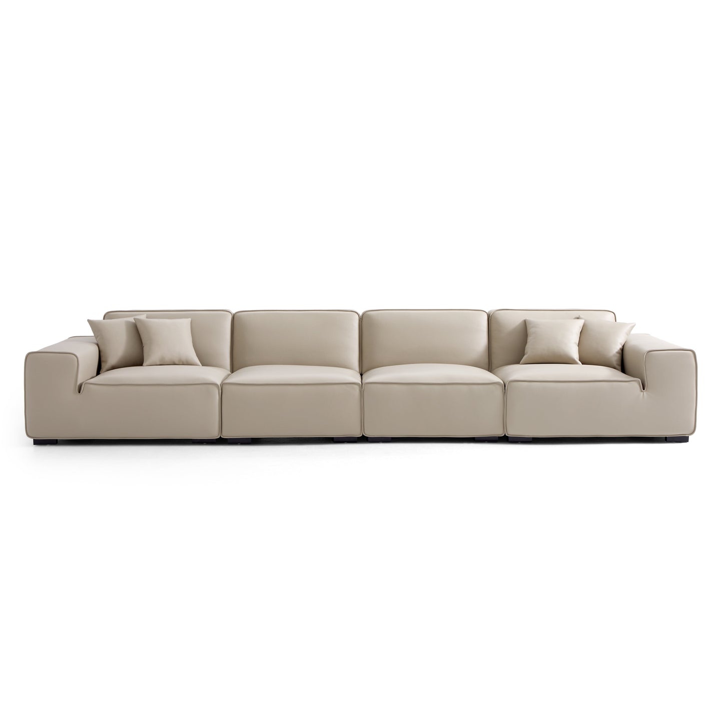 Domus Modular Dark Gray Leather Sofa-Beige-165.3"