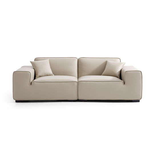 Domus Modular Dark Gray Leather Sofa-Beige-94.5"