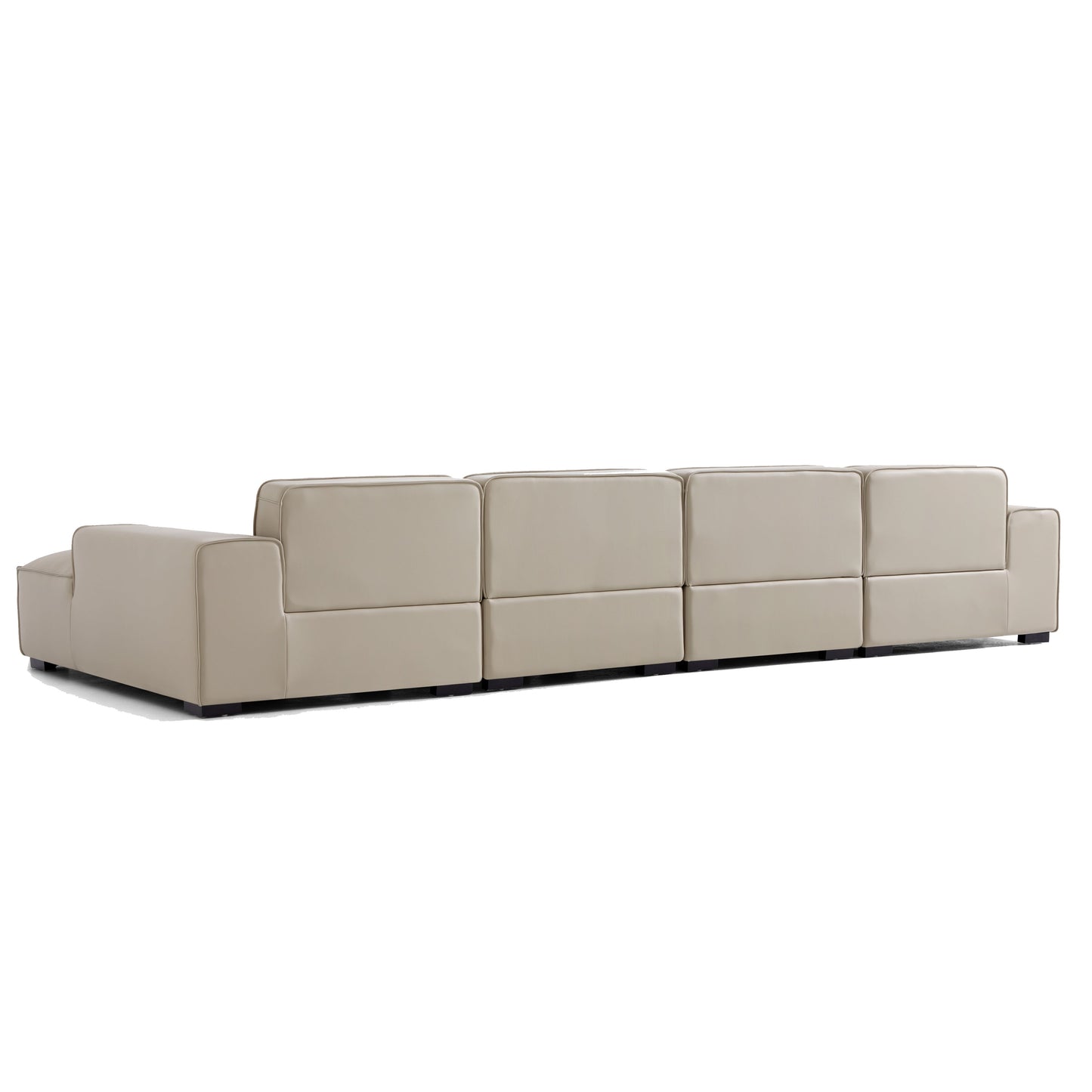 Domus Modular Khaki Leather U Shaped Sectional Sofa-Beige-157.5″