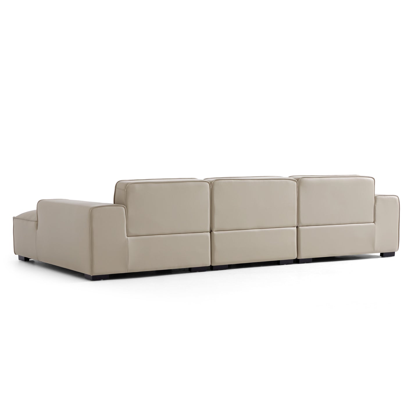 Domus Modular Black Leather Sectional Sofa-Beige-126"