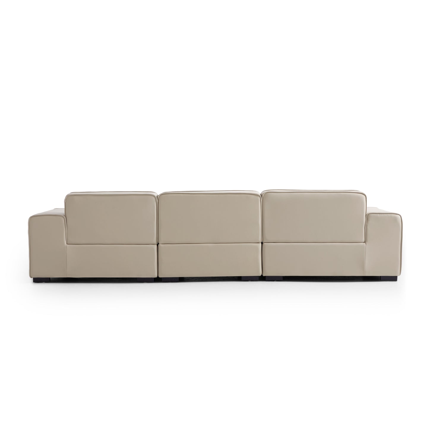 Domus Modular Black Leather Sectional Sofa-Beige-126"
