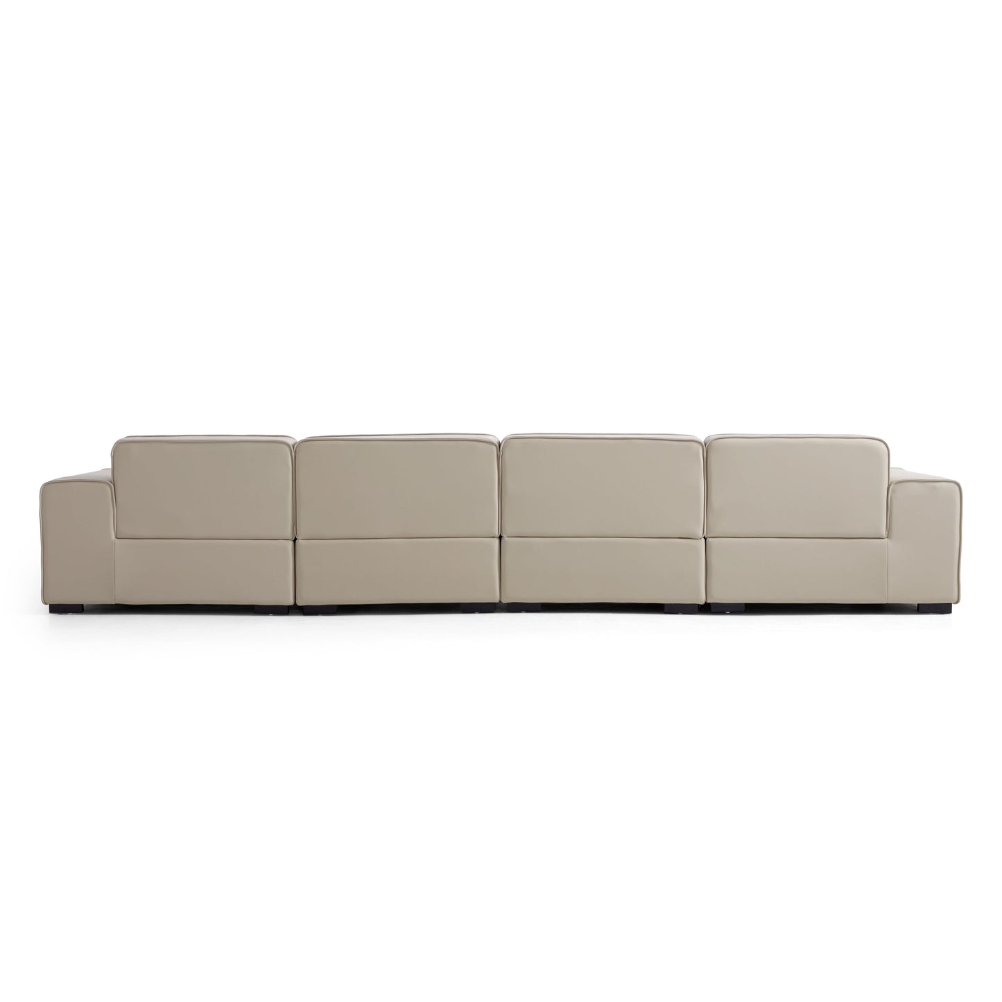 Domus Modular Khaki Leather U Shaped Sectional Sofa-Beige-157.5″