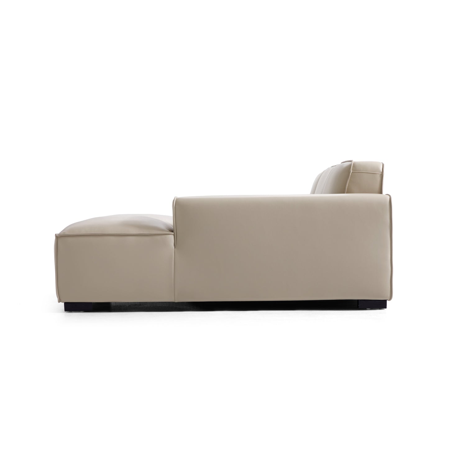 Domus Modular Black Leather Sectional Sofa-Beige