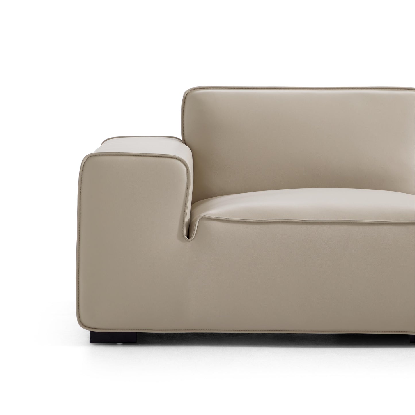 Domus Modular Khaki Leather Sofa and Ottoman-Beige