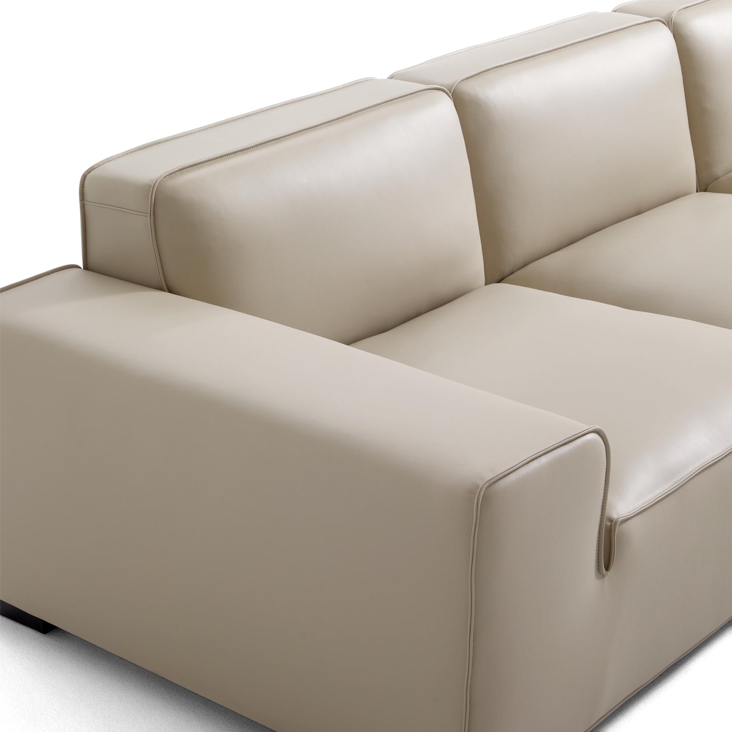 Domus Modular Black Leather Sofa Set-Beige