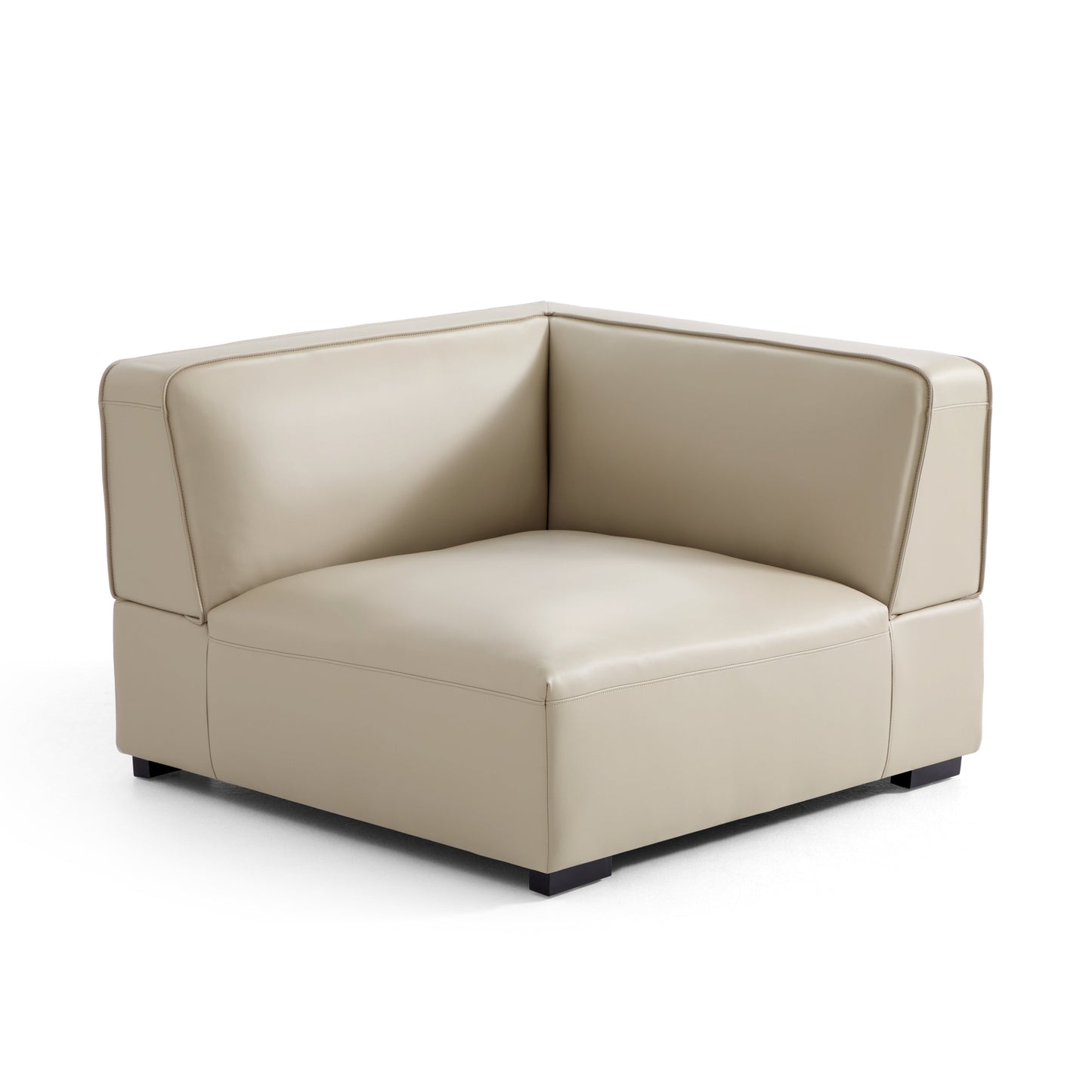 Domus Modular Black Leather U Shaped Sectional-Beige