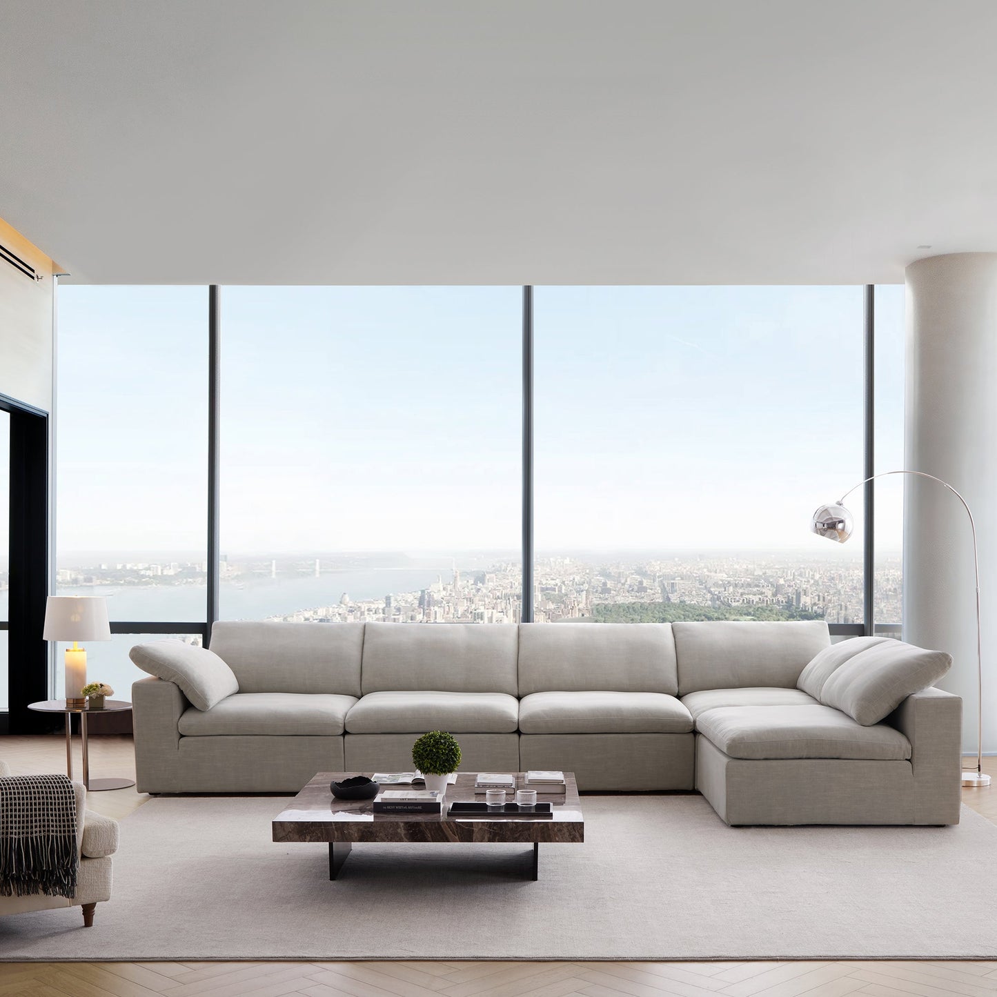 Tender Wabi Sabi Sand L Shaped Sectional-Sand