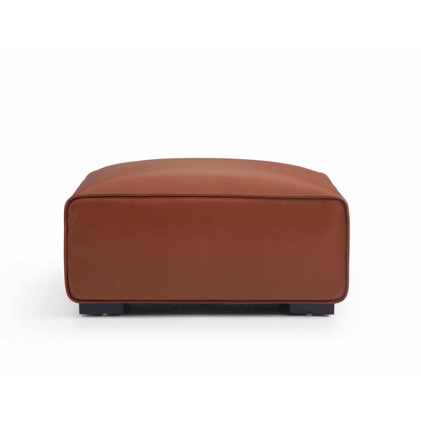 Domus Modular Brown Leather Sofa and Ottoman-Brown