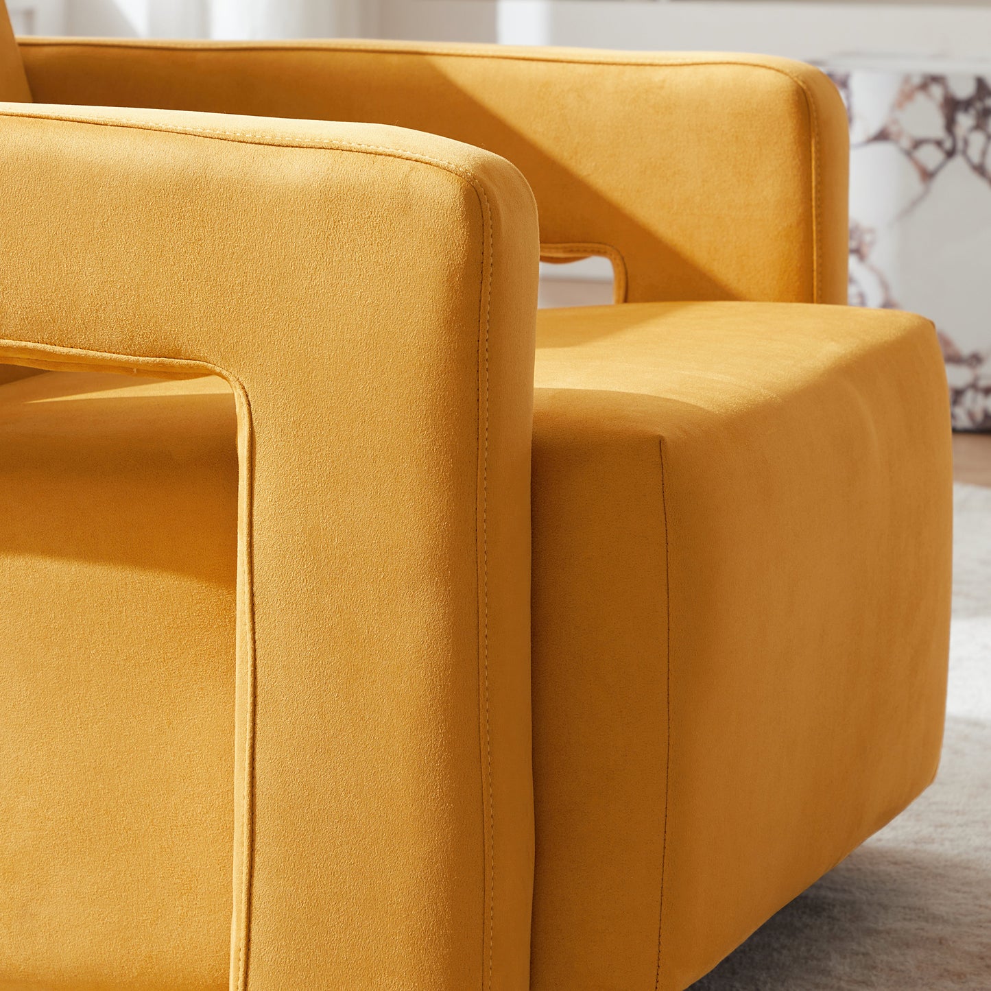 Fauteuil Utrecht en tissu mat citron Nova
