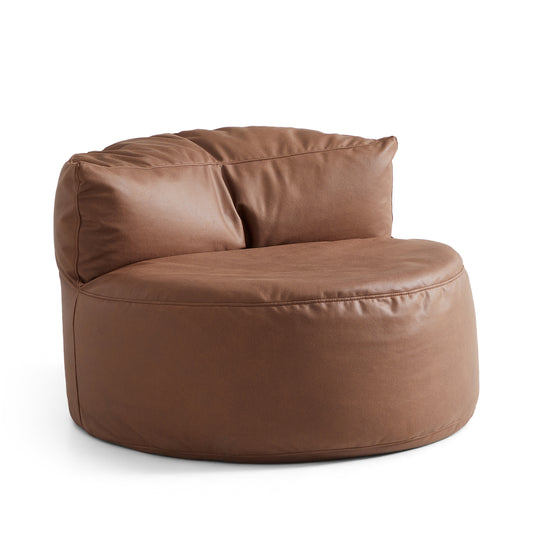 Eclipse lounge Leathaire Gray Beanbag With Ottoman-Brown