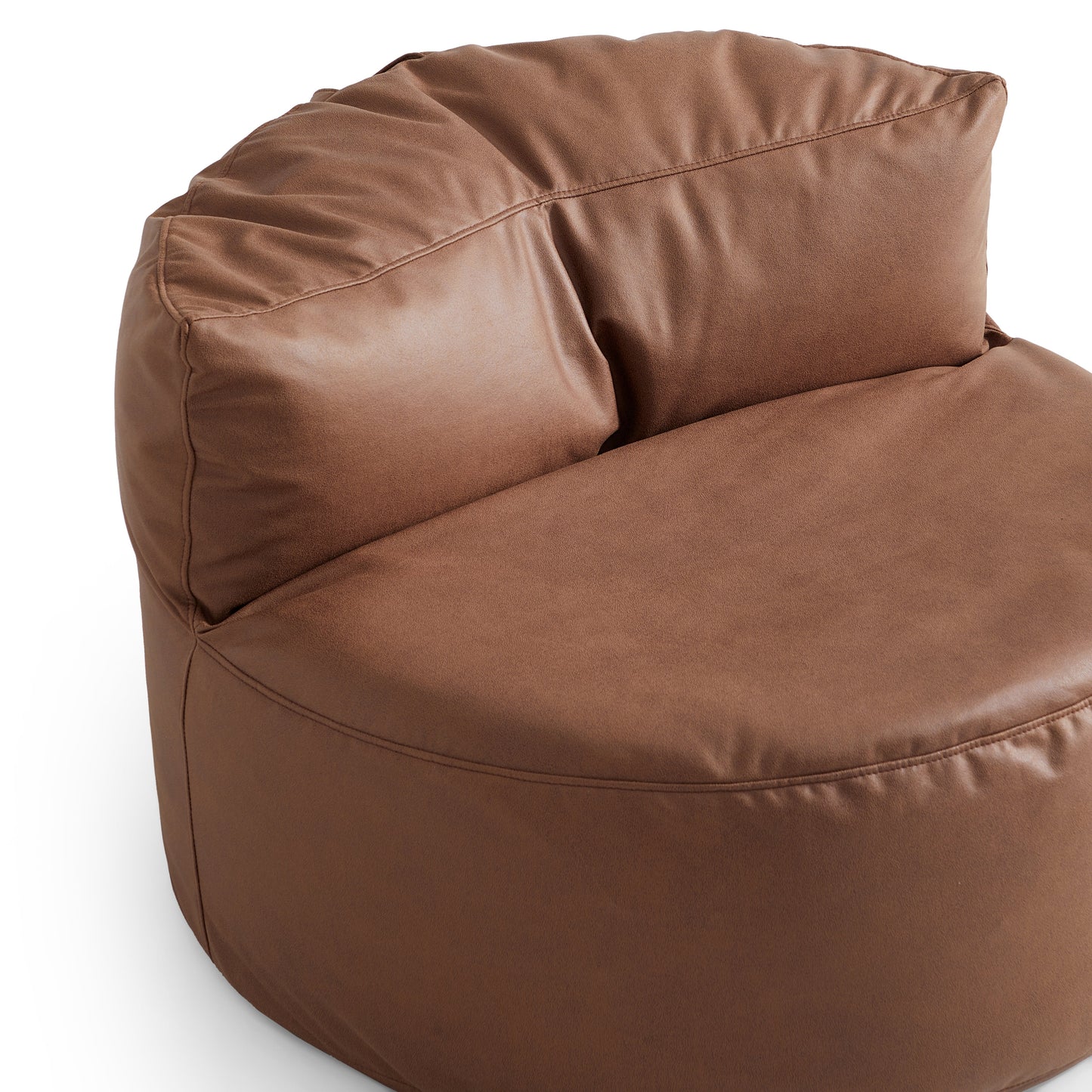 Eclipse lounge Leathaire Gray Beanbag With Ottoman-Brown