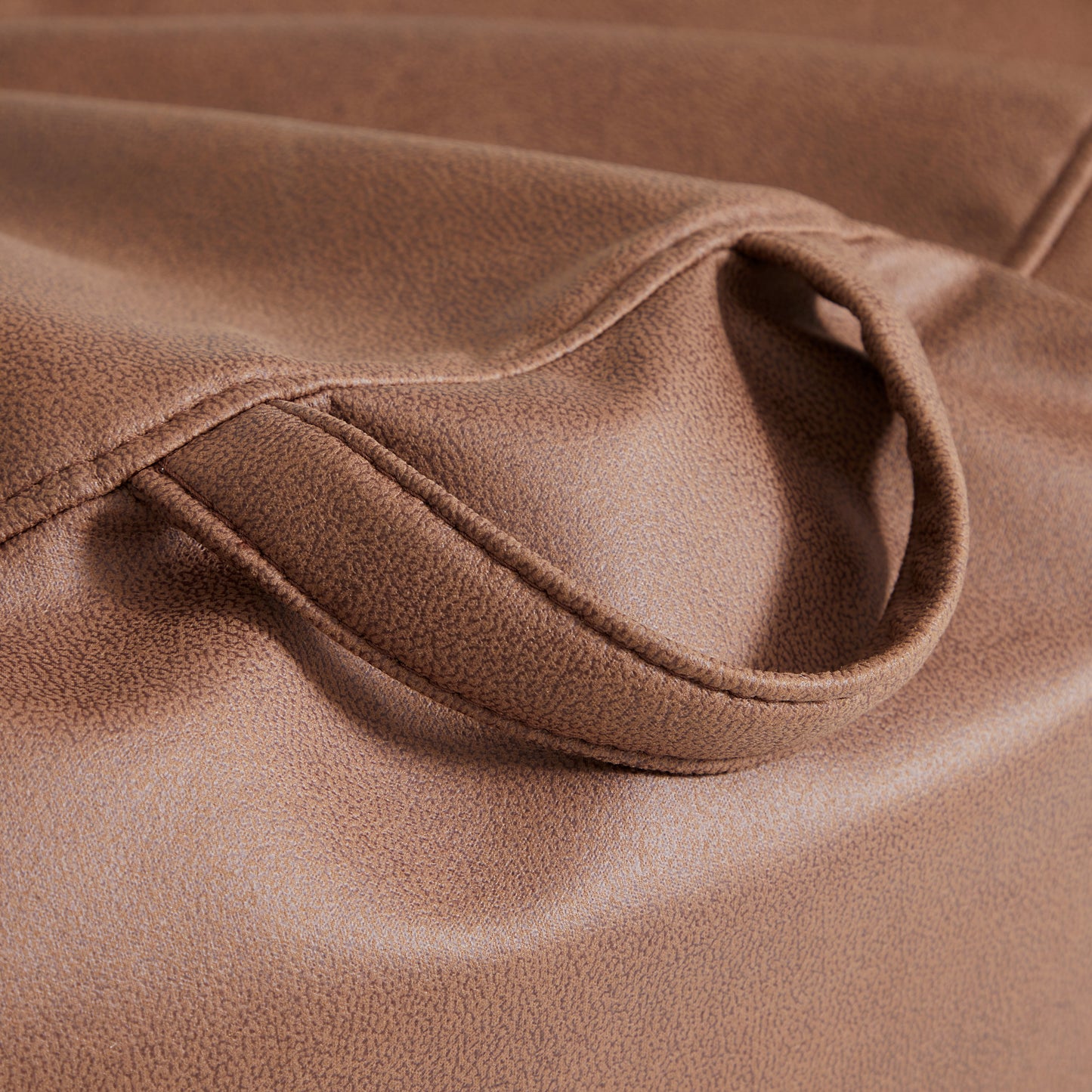 Eclipse lounge Leathaire Gray Beanbag With Ottoman-Brown